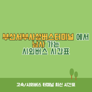 부산서부사상버스터미널에서 남사 가는 시외버스 시간표 최신정보