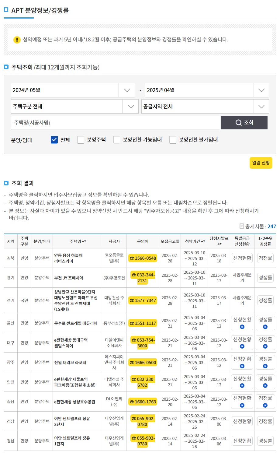 청약홈 홈페이지