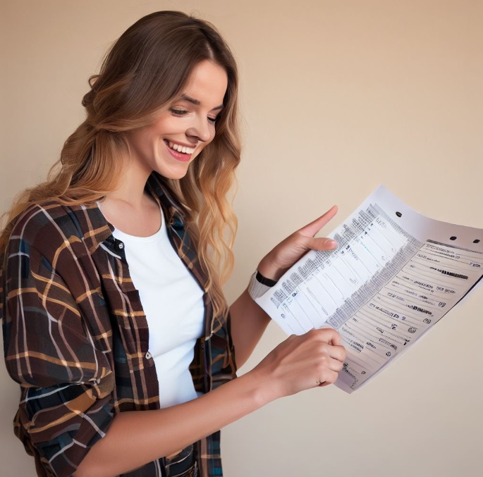 드라마 방송 일정표를 확인하는 여성(made by Bing)