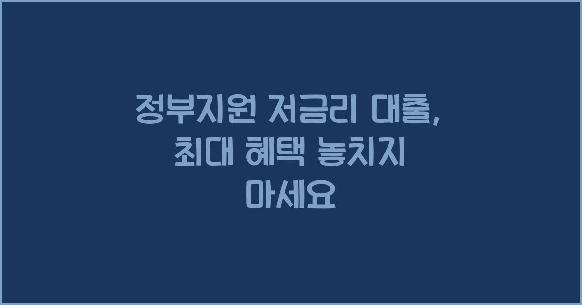 정부지원 저금리 대출