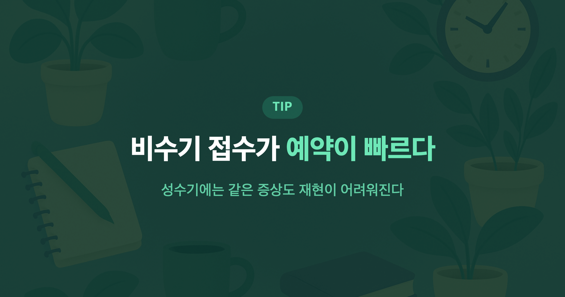 비수기 접수가 예약이 빠르다 성수기에는 같은 증상도 재현이 어려워진다