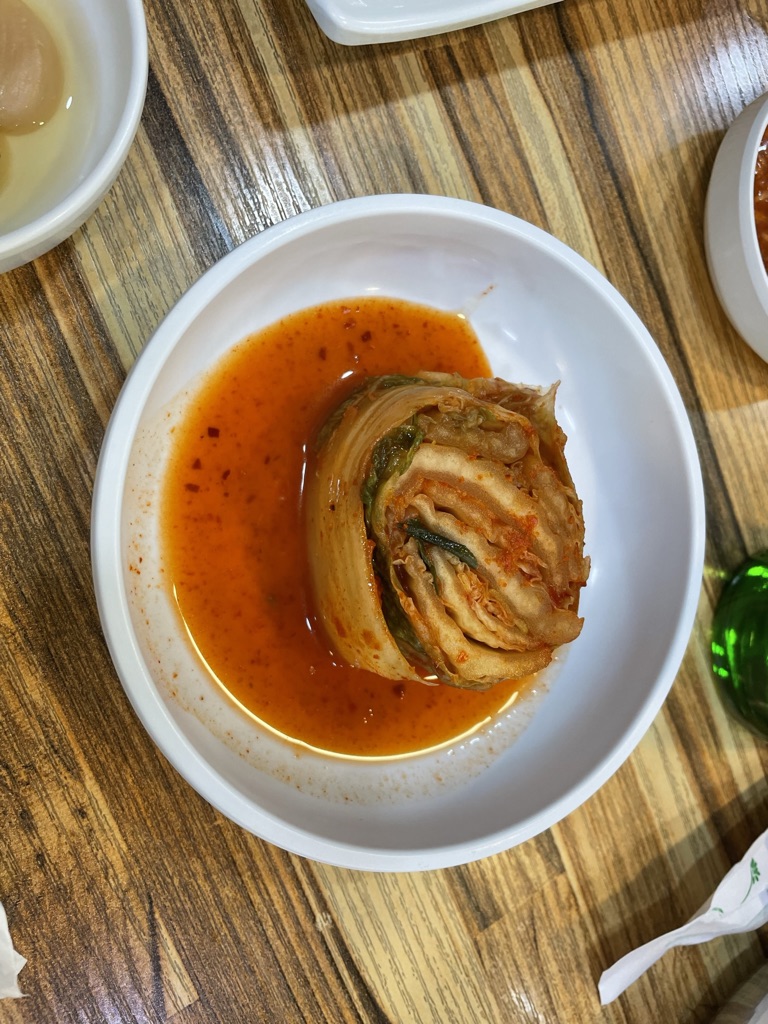 백령면옥 수육 김치