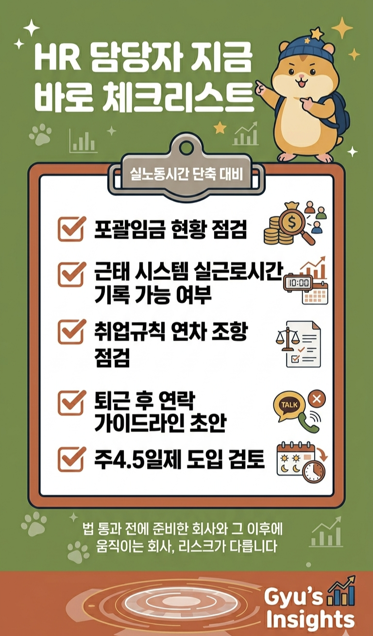HR 담당자 실노동시간 단축 대비 체크리스트