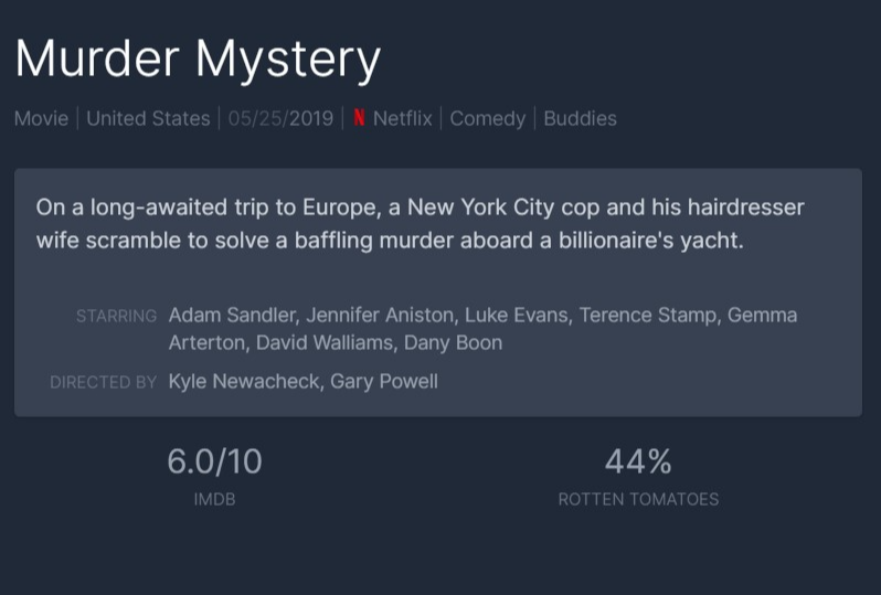 영화 머더미스터리 시즌1 정보 출연진 줄거리 평점 후기