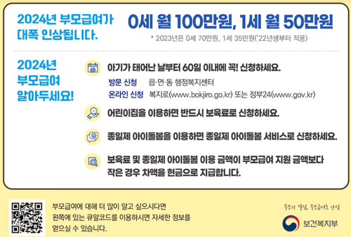올해부터 부모급여 최대 100만원 더 받는다!