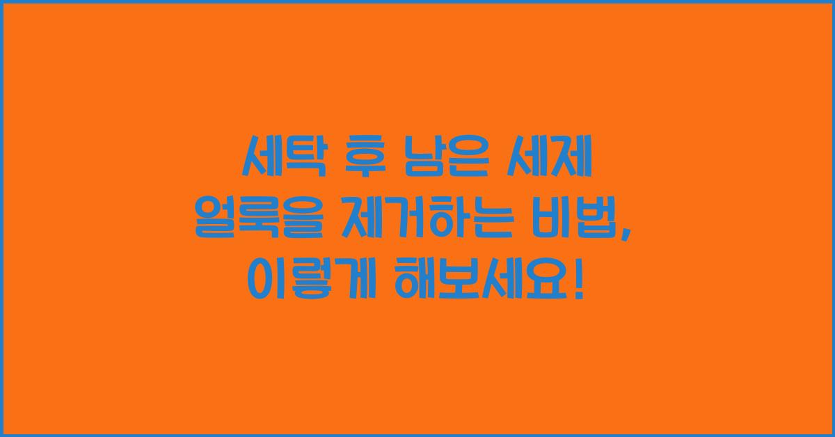 세탁 후 남은 세제 얼룩을 제거하는 비법