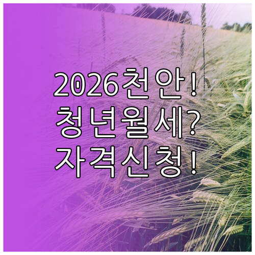 천안 청년월세지원 2026 자격 요건..