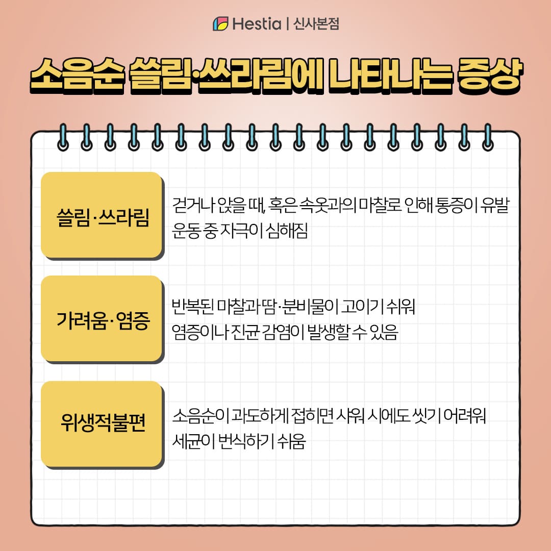 소음순 쓸림, 소음순쓰라림에 나타나는 증상은?