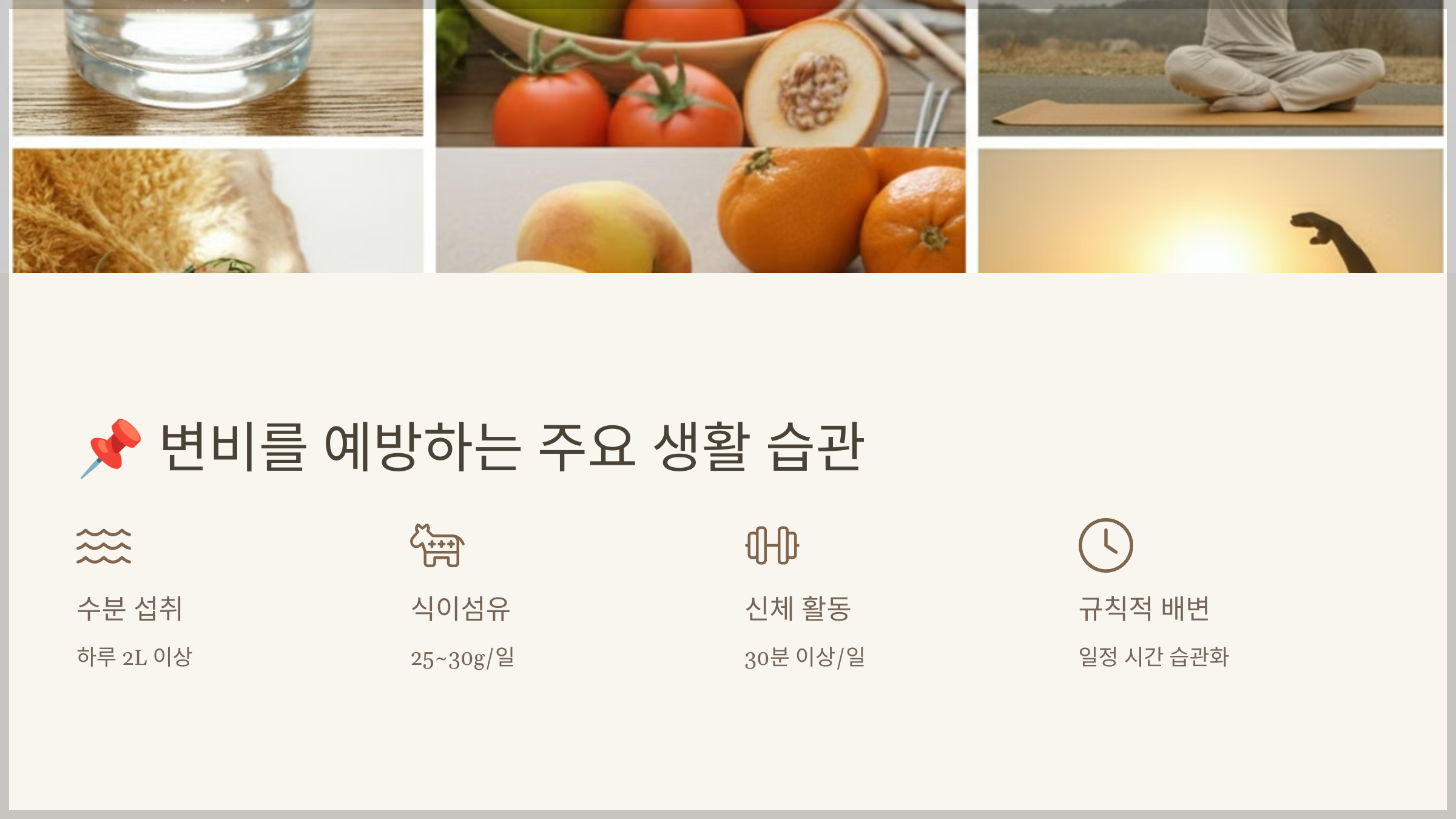 변비를 예방하는 주요 생활 습관