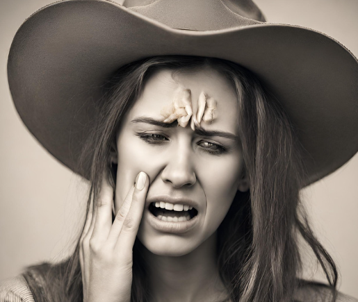 사랑니 치통으로 고통스러워하는 여자 이미지