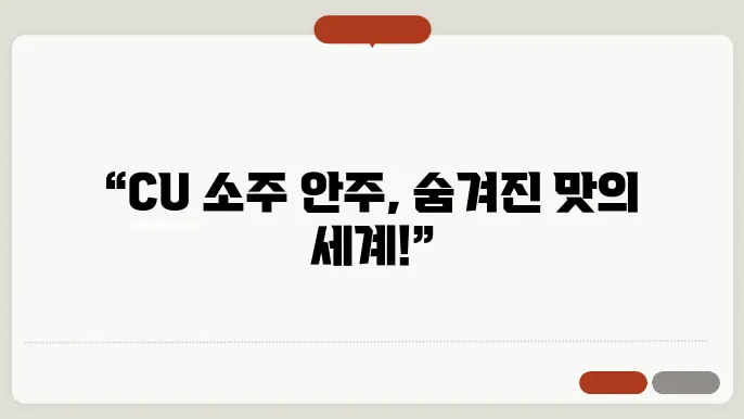 cu 편의점 소주 안주