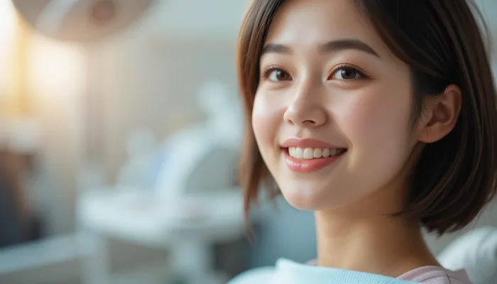 짧은 머리로 당당하게 웃는 환자의 회복된 모습