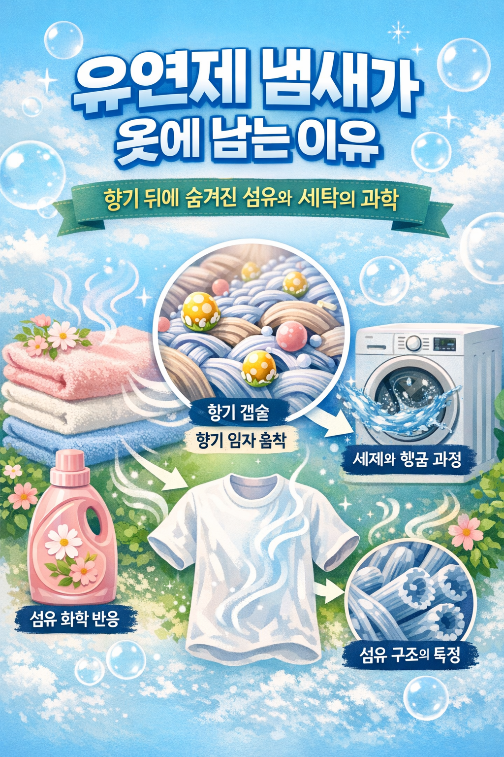 유연제 냄새가 옷에 남는 이유 - 향기 뒤에 숨겨진 섬유와 세탁의 과학