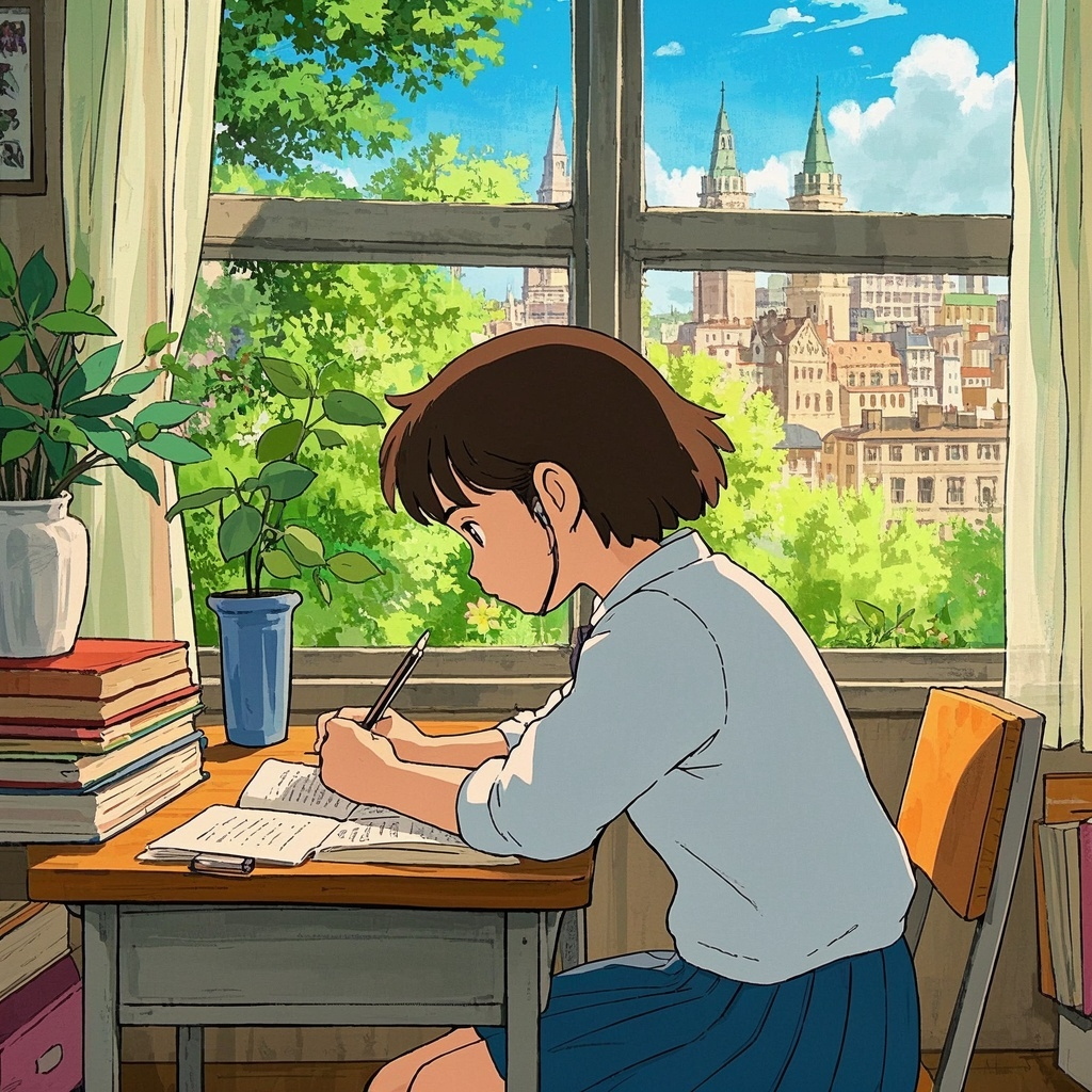 공부하는 여고생1