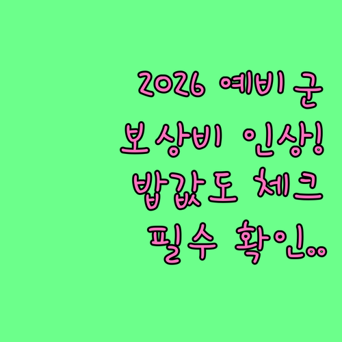 2026년부터 달라지는 예비군 급식비..