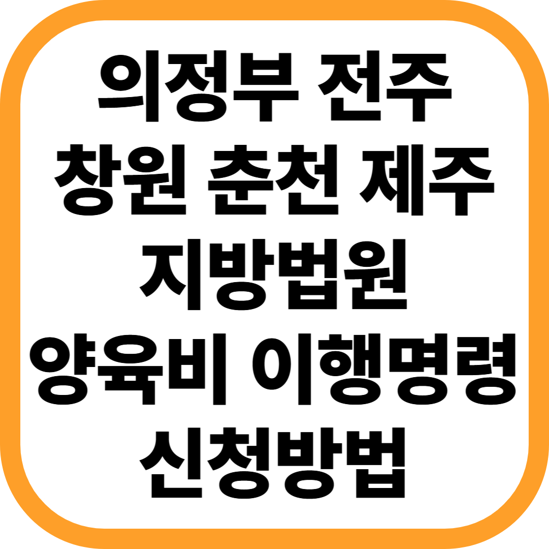 의정부 전주 창원 춘천 제주 지방법원 양육비 이행명령 신청방법
