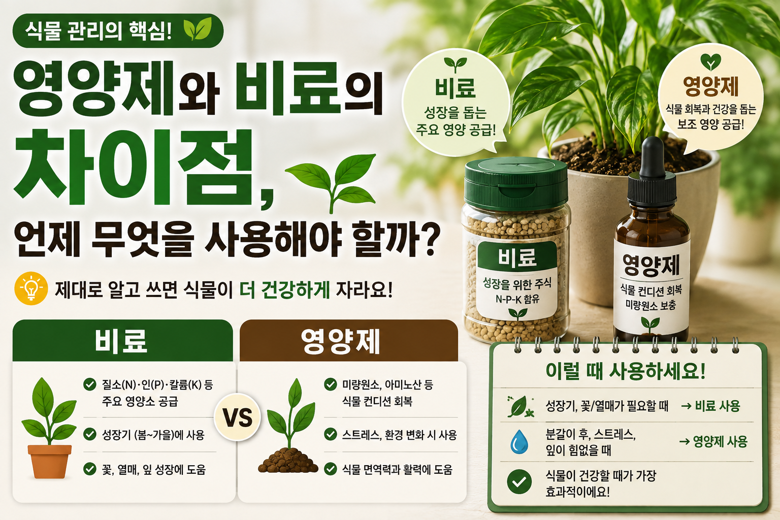 영양제와 비료의 차이점, 언제 무엇을 사용해야 할까? ❘ 식물 초보가 가장 헷갈리는 관리법