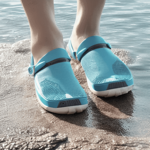 계곡에서 신은 파란색 아쿠아슈즈