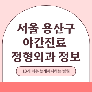 서울 용산구 야간진료 정형외과 병원 (18시 이후 늦게까지하는 병원)