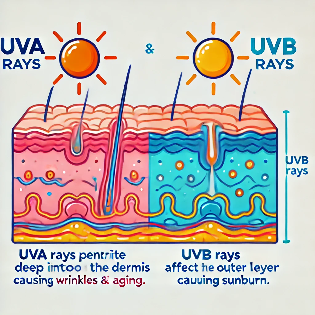 UVA와 UVB의 차이점 설명 이미지