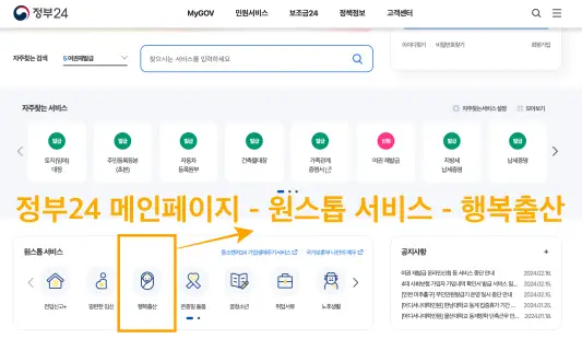 정부24 첫만남 이용권 신청방법