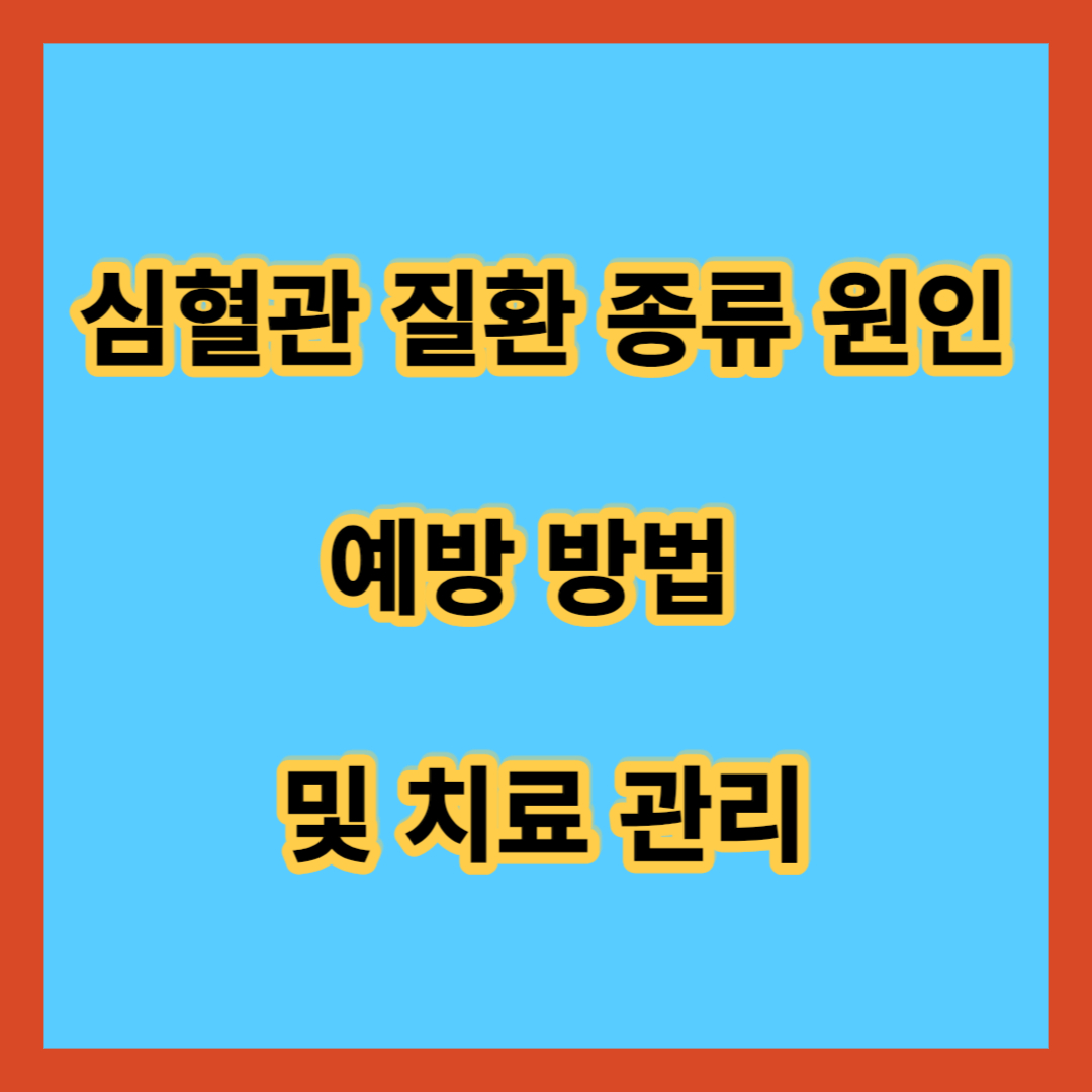 심혈관 질환 종류 원인 예방 방법 및 치료 관리