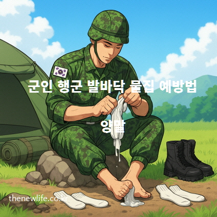군인 행군 발바닥 물집 예방을 위해 세탁한 새 양말과 여분 양말을 준비하는 모습
