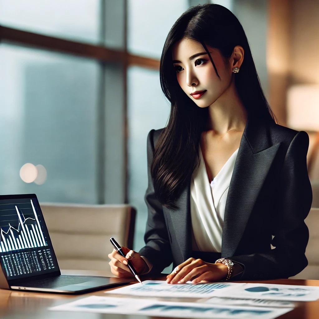 투자 분석중인 여성