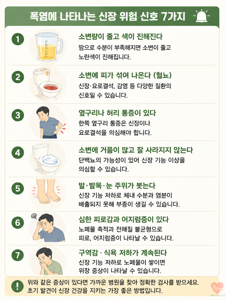 폭염에 나타나는 신장 응급신호 7가지.