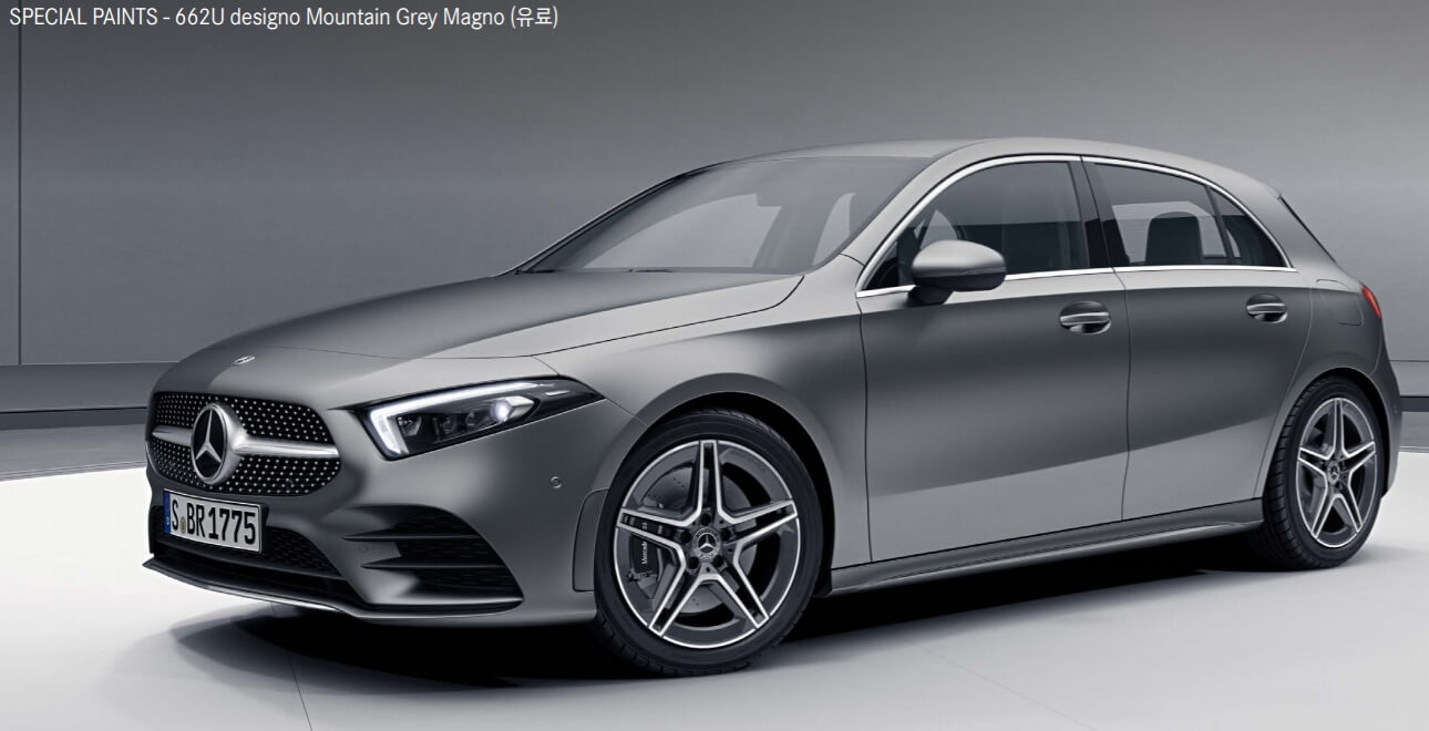 벤츠 A 클래스 해치백 색상코드 - designo Mountain Grey Magno(색상 코드 : 662)