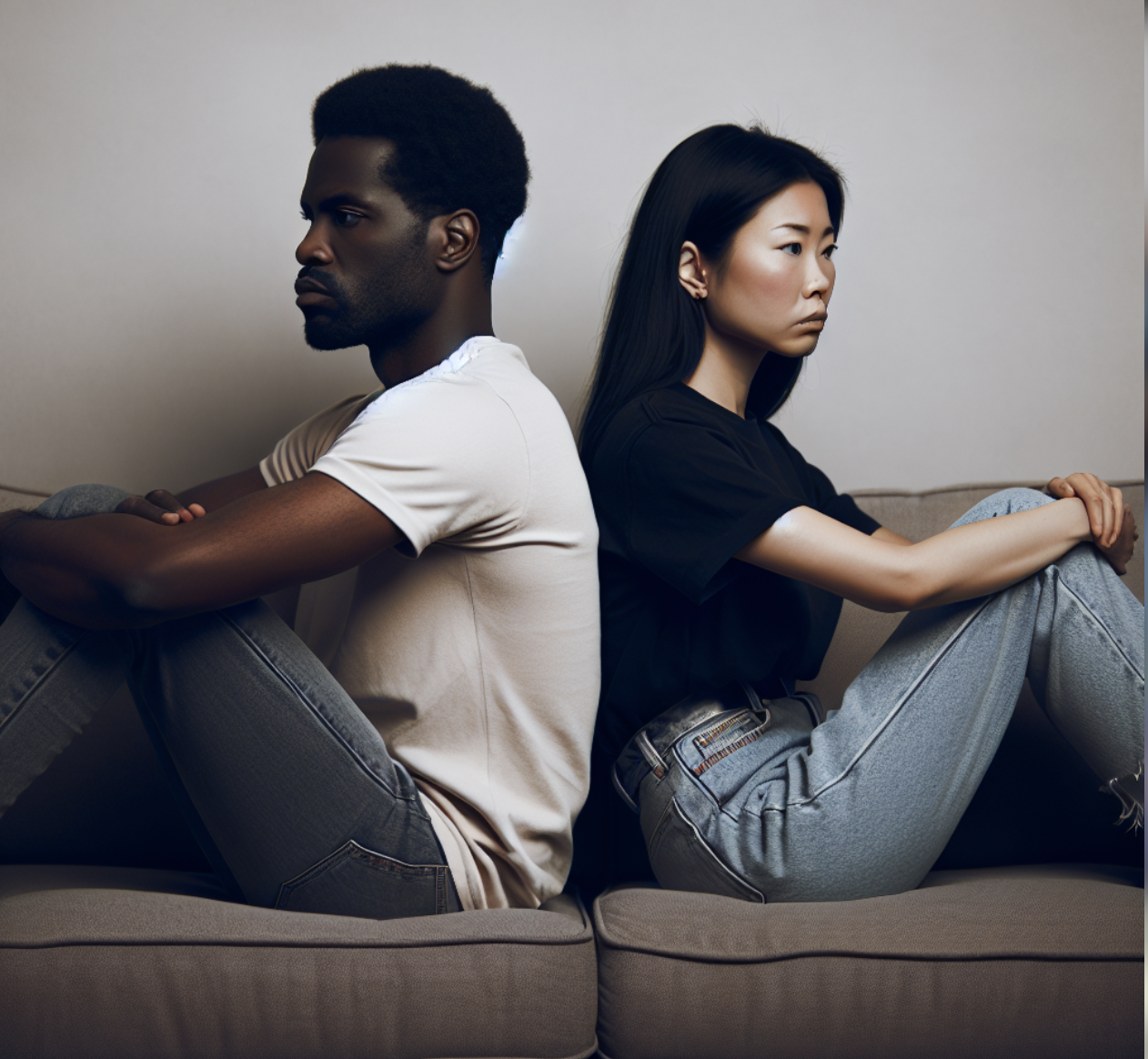 등돌리고 앉은 사이가 안좋은 부부