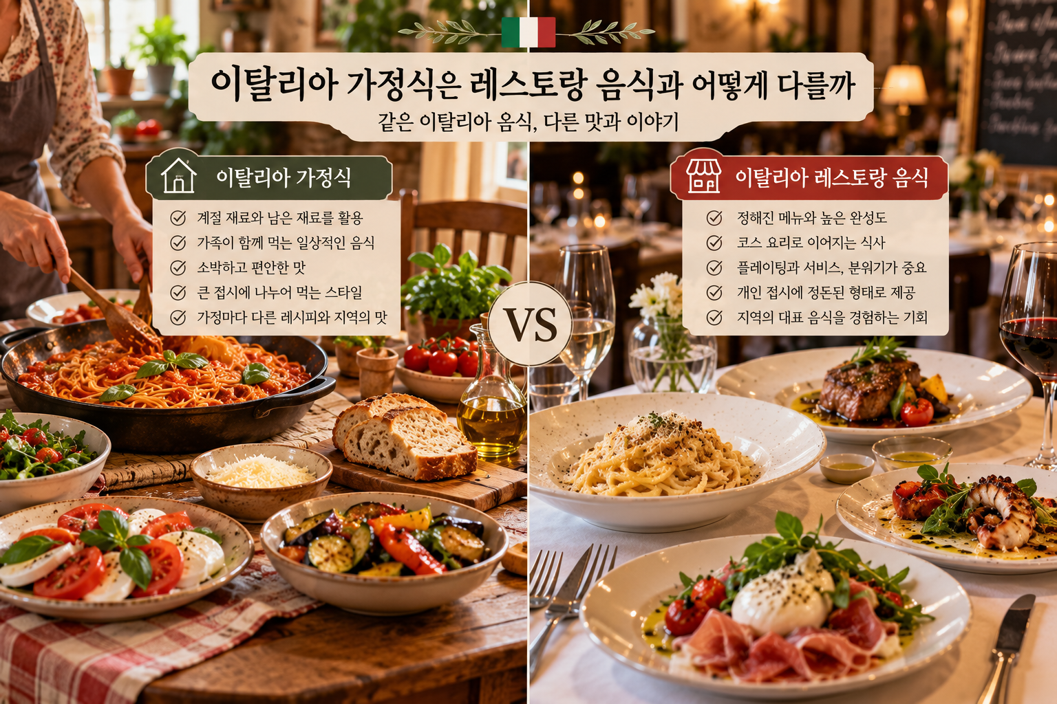이탈리아 가정식은 레스토랑 음식과 어떻게 다를까