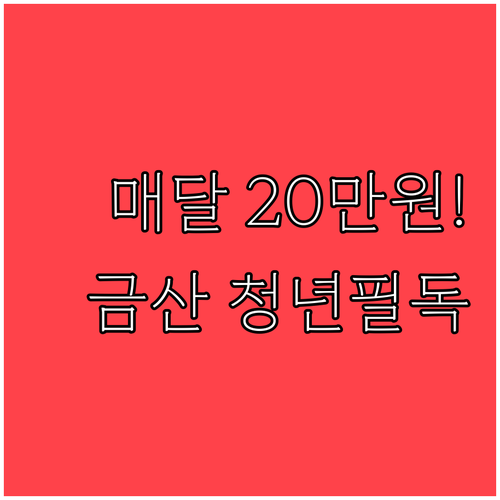 매달 20만원 금산군 청년 월세 지원..