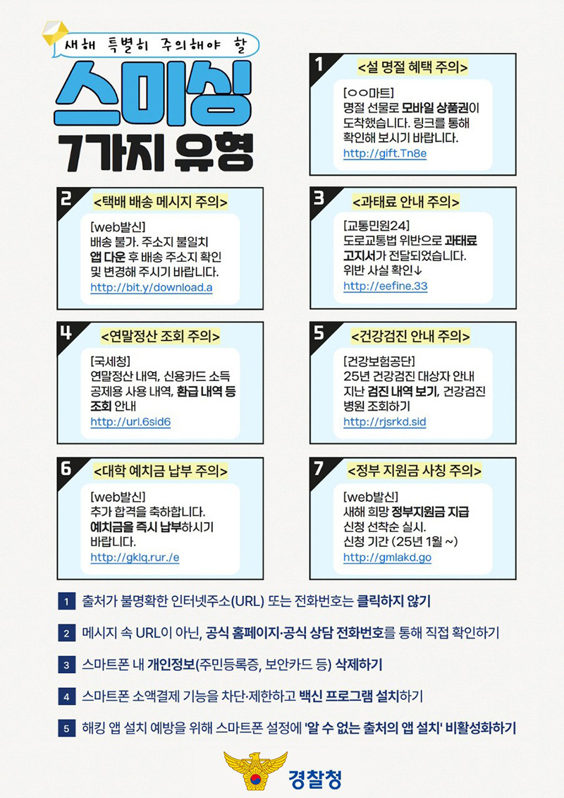 스미싱 7가지 유형