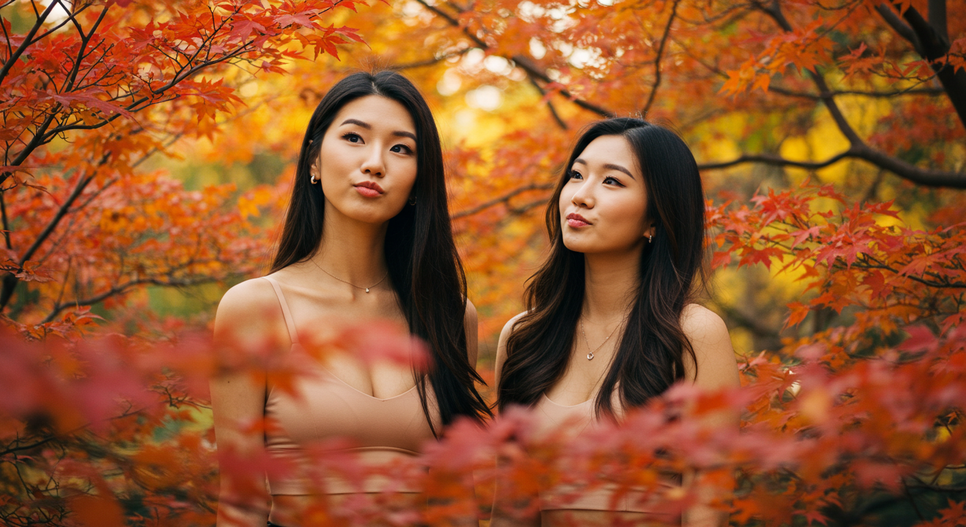 단풍 구경하는 여인들