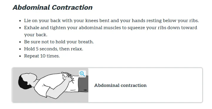 허리 통증 완화에 도움이 될 수 있는 스트레칭 5가지 AAOS 복부 수축 (Abdominal Contraction)