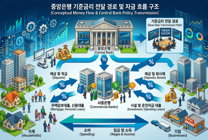 기준금리와 자금 흐름 연결 구조 이미지