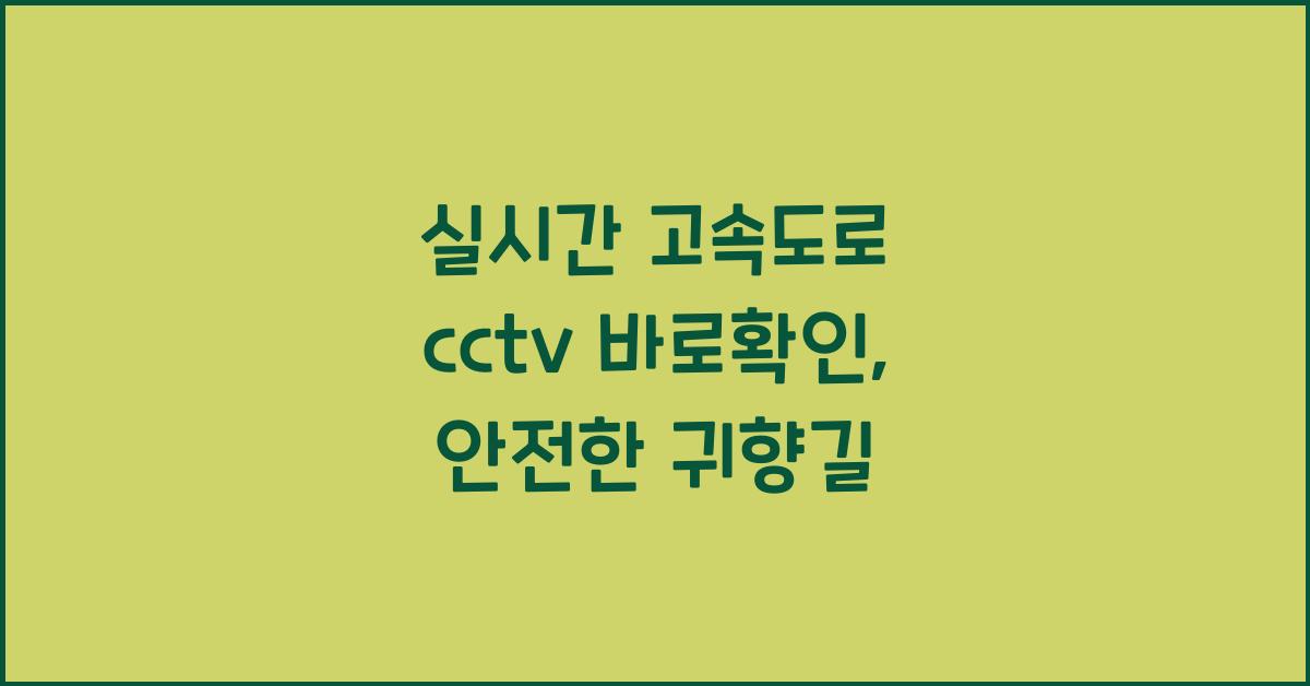 실시간 고속도로 cctv 바로확인