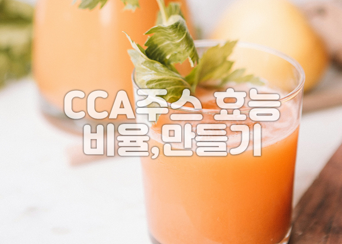 CCA주스가 유리컵에 담겨져 있다