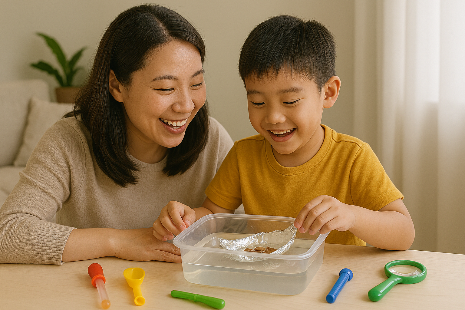 STEAM 활동 중 아이를 도와주는 부모의 따뜻한 교육 장면