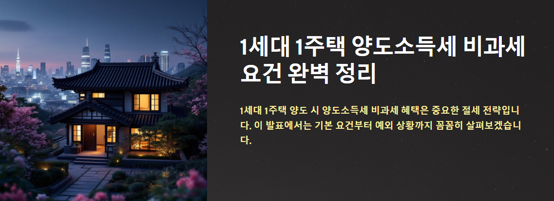 1세대 1주택 양도소득세 비과세 요건 완벽 정리