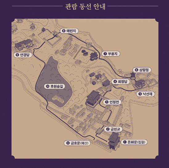 창덕궁 달빛기행 관람동선 안내도