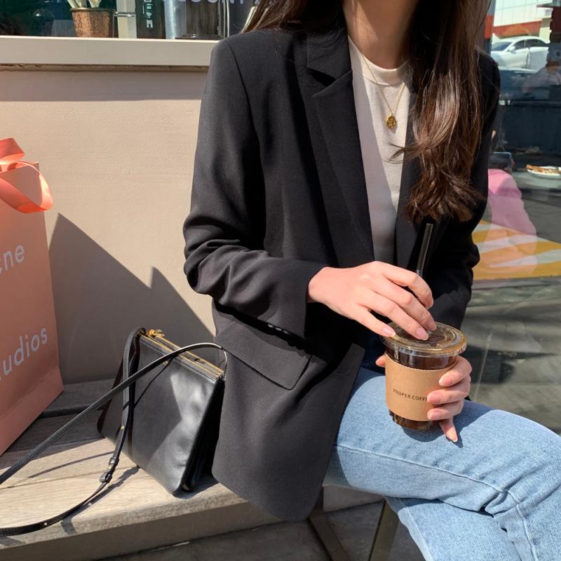 싱글 오버핏 테일러드 여자자켓 블레이저 간절기 여성 봄자켓 정장재킷 아우터 블랙 그레이