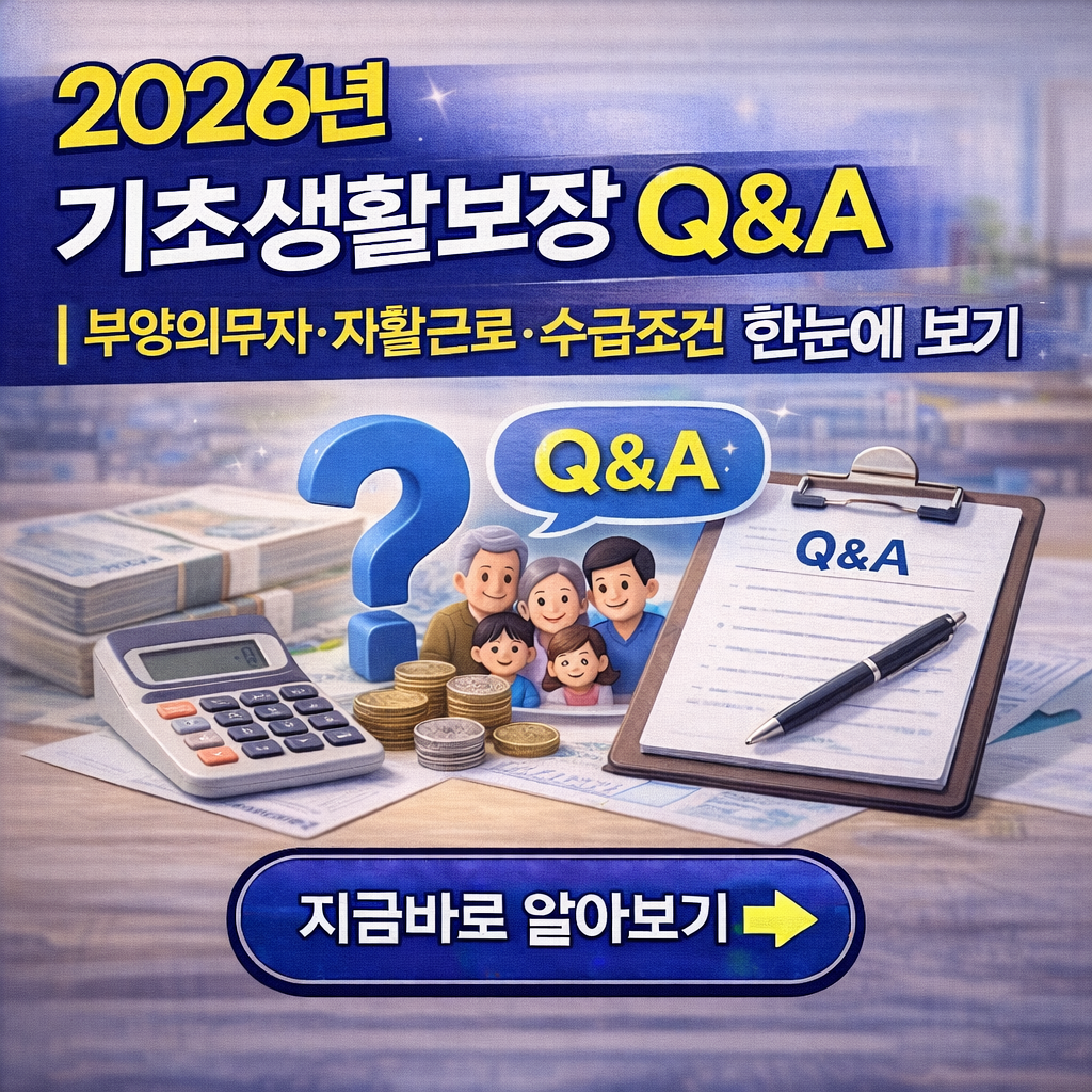 2026년 기초생활보장 Q&amp;A ❘ 부양의무자&middot;자활근로&middot;수급조건 한눈에