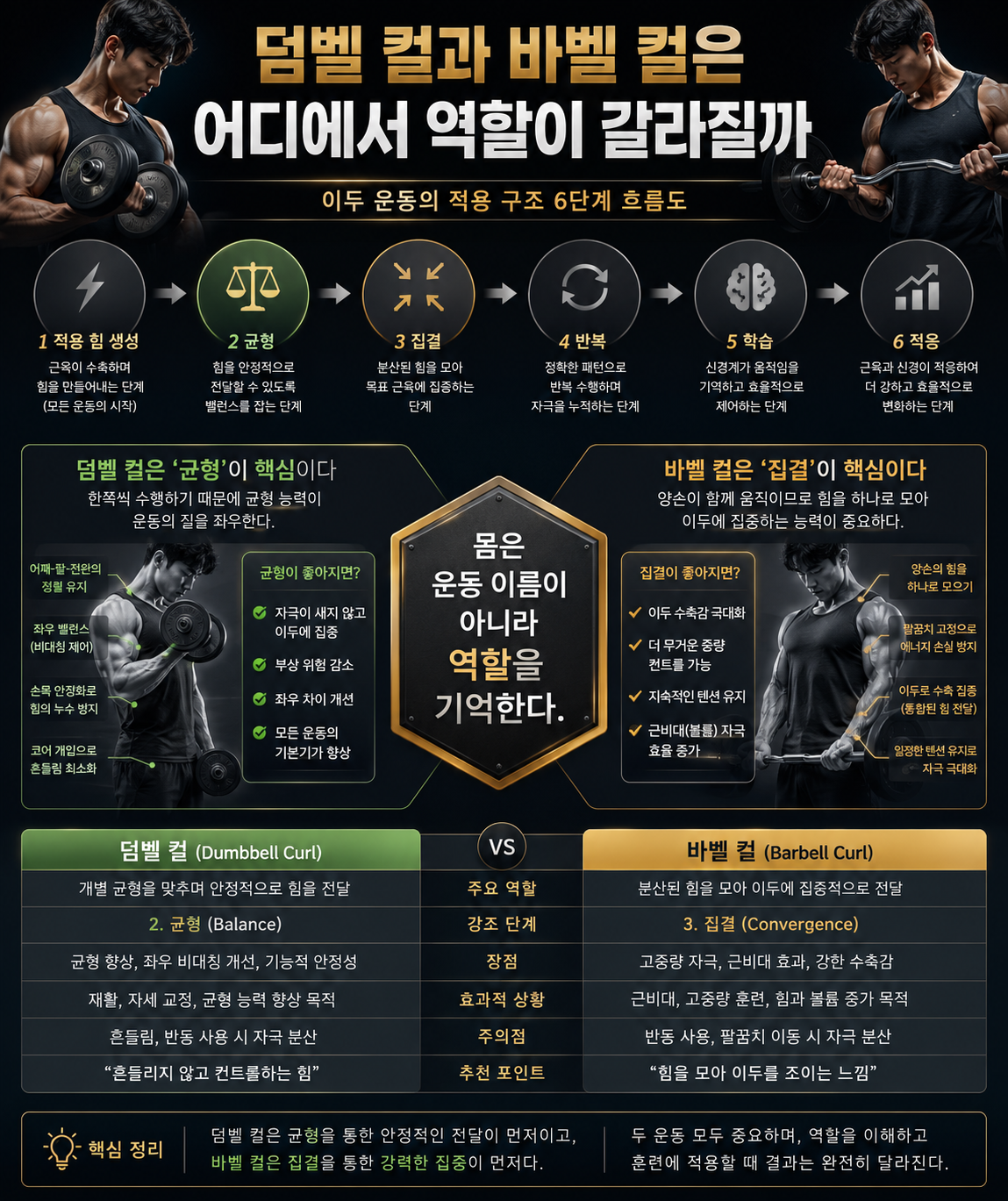 덤벨 컬과 바벨 컬은 어디서 갈라질까