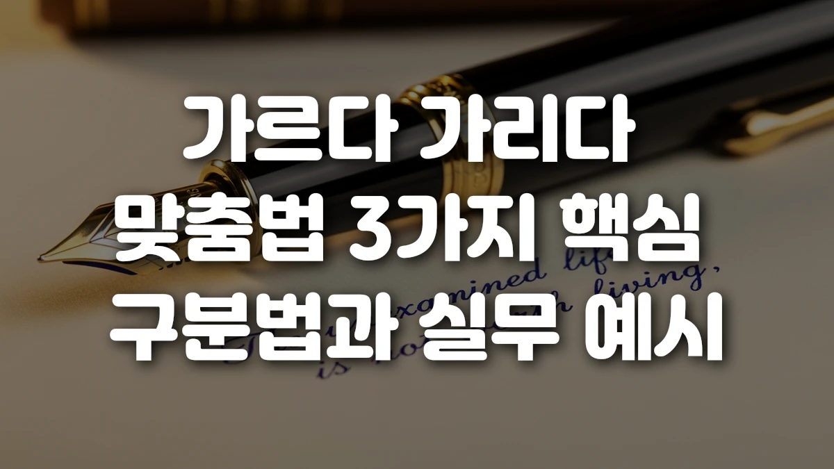 가르다 가리다 맞춤법 3가지 핵심 구분법과 실무 예시