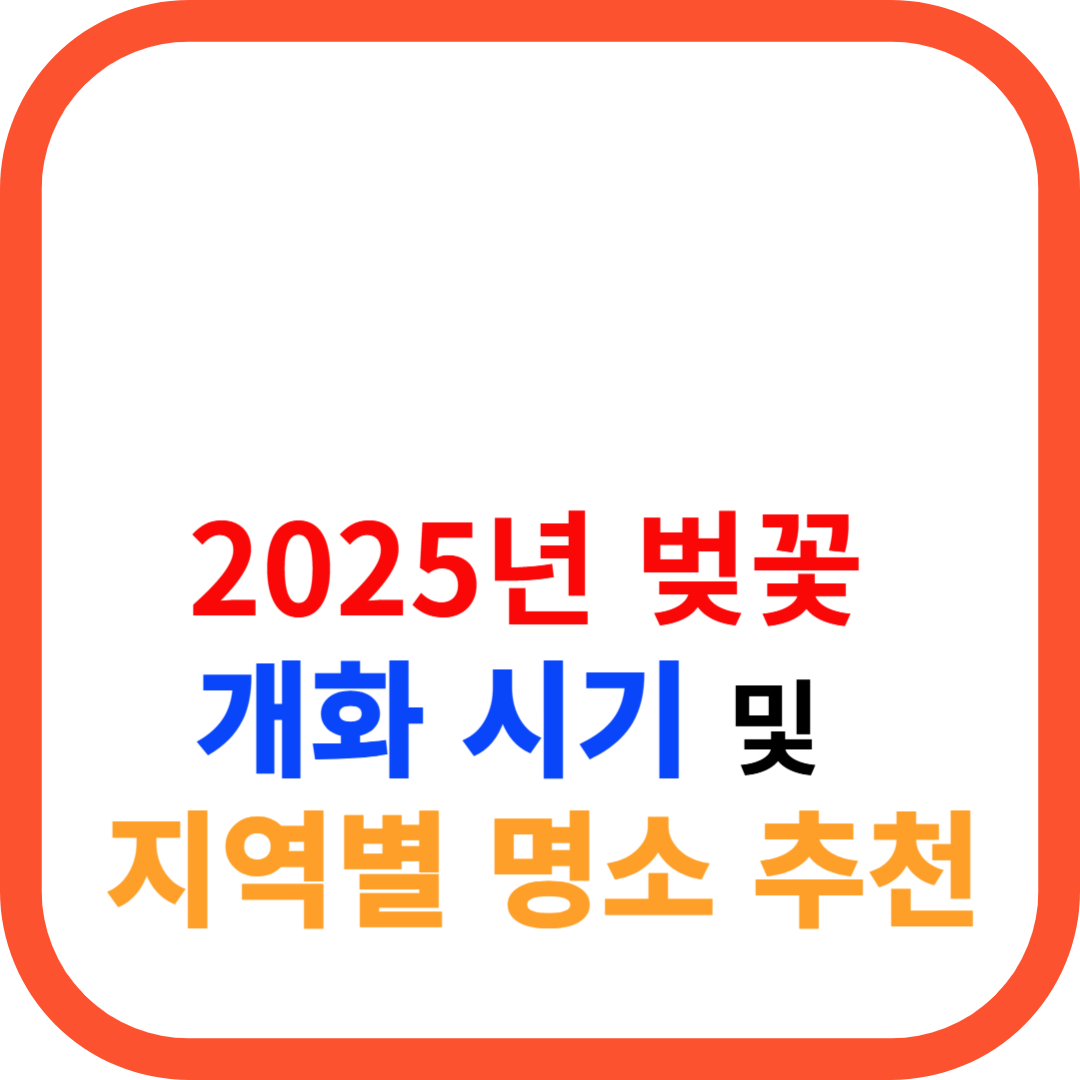 2025년 벚꽃 개화 시기 및 지역별 명소 추천