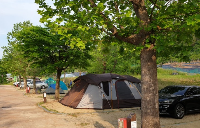 주왕산 상의 캠핑장 모습