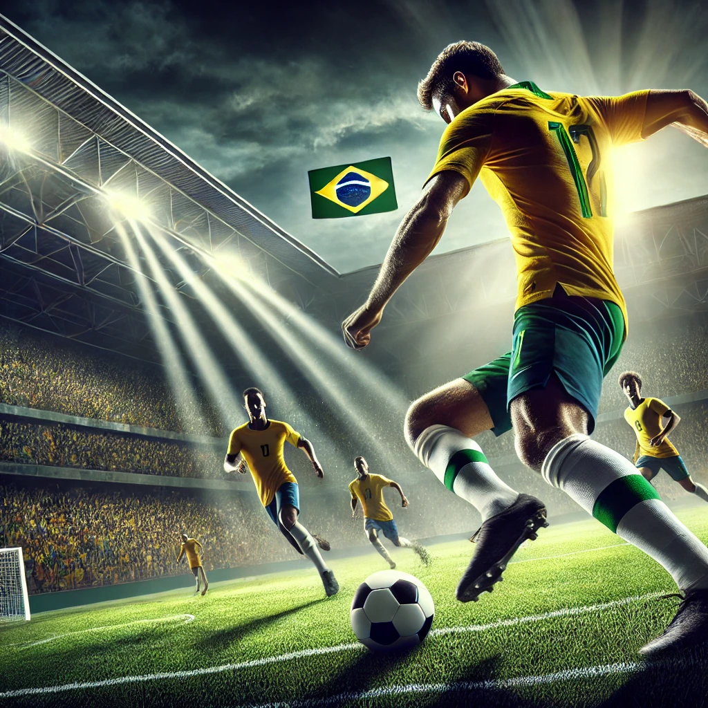 브라질 공격수들이 공격하는 장면