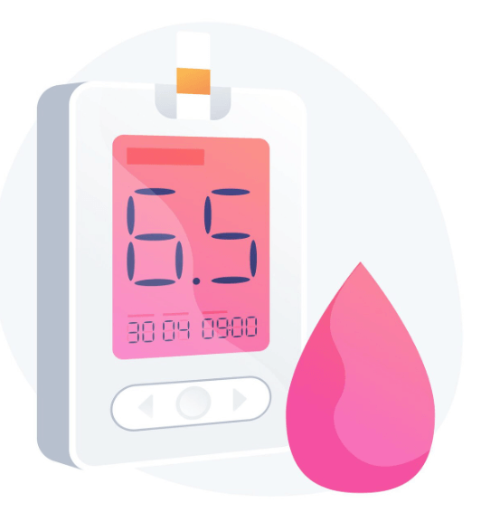 혈당을 재고 있는 모습